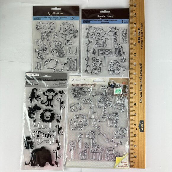Recollections & TPC Studio Clear Stamps Jungle Safari Animals Bundle 4 Packs - Picture 1 of 5